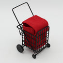 Dollhouse Miniature Metal Shopping Cart with Red Bag Kids Pretend Play Toy