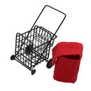 Dollhouse Miniature Metal Shopping Cart with Red Bag Kids Pretend Play Toy