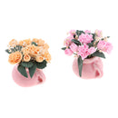 2pcs 1:12 Dollhouse Miniature Kids DIY Accs Potted Carnation Clay Greenery Plant Handcraft