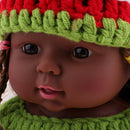 Cute Simulation Vinyl Baby Doll African Girl Newborn Doll Wearing Knitted Clothing