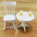 1:12 Dollhouse Miniature Afternoon Tea Table with White Table Chair, Juice Leisure Set