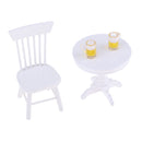 1:12 Dollhouse Miniature Afternoon Tea Table with White Table Chair, Juice Leisure Set