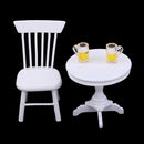 1:12 Dollhouse Miniature Afternoon Tea Table with White Table Chair, Juice Leisure Set