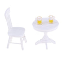 1:12 Dollhouse Miniature Afternoon Tea Table with White Table Chair, Juice Leisure Set