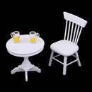 1:12 Dollhouse Miniature Afternoon Tea Table with White Table Chair, Juice Leisure Set