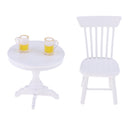 1:12 Dollhouse Miniature Afternoon Tea Table with White Table Chair, Juice Leisure Set