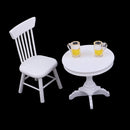 1:12 Dollhouse Miniature Afternoon Tea Table with White Table Chair, Juice Leisure Set