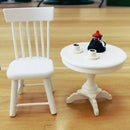 Miniature Wooden Round Coffee Table Chair For Dollhouse Outdoor Patio Garden