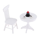 Miniature Wooden Round Coffee Table Chair For Dollhouse Outdoor Patio Garden