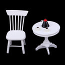 Miniature Wooden Round Coffee Table Chair For Dollhouse Outdoor Patio Garden