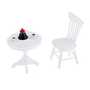 Miniature Wooden Round Coffee Table Chair For Dollhouse Outdoor Patio Garden