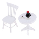 Miniature Wooden Round Coffee Table Chair For Dollhouse Outdoor Patio Garden