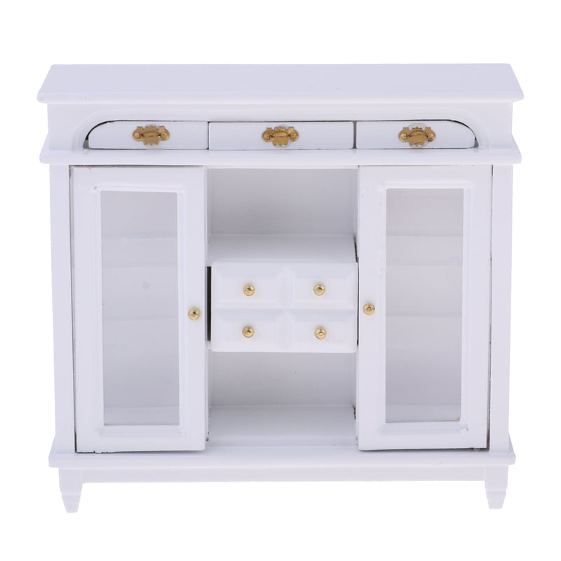 1/12 Dollhouse Miniature Furniture Wooden 4 Pane Drawer Sideboard Cabinet