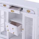 1/12 Dollhouse Miniature Furniture Wooden 4 Pane Drawer Sideboard Cabinet