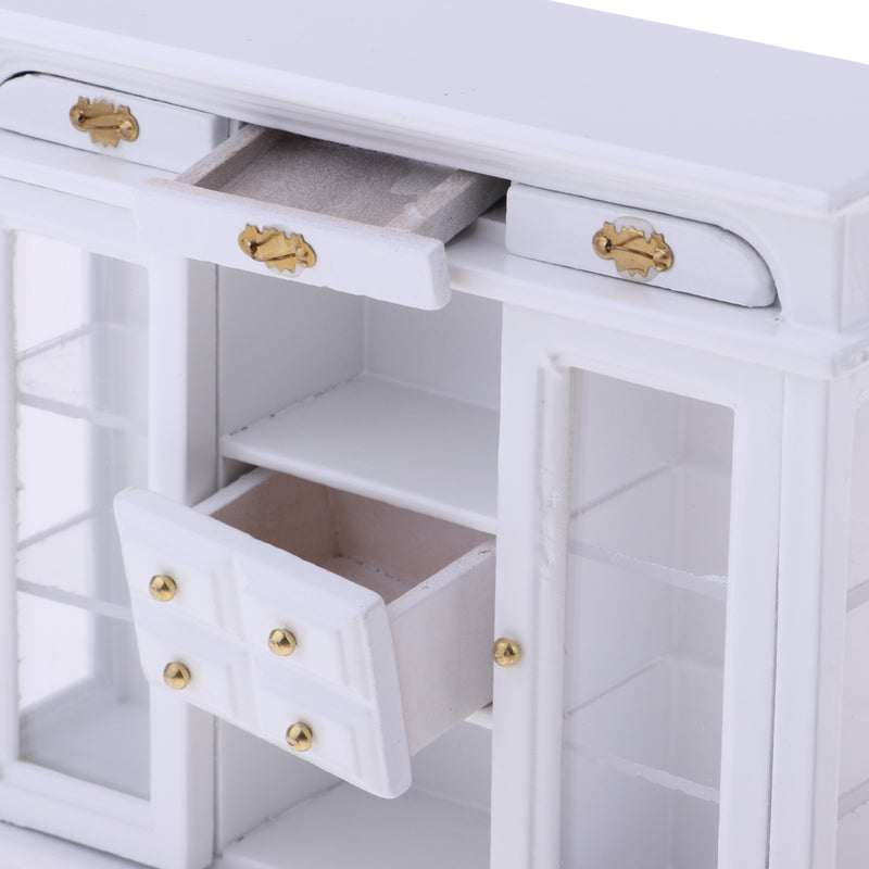 1/12 Dollhouse Miniature Furniture Wooden 4 Pane Drawer Sideboard Cabinet