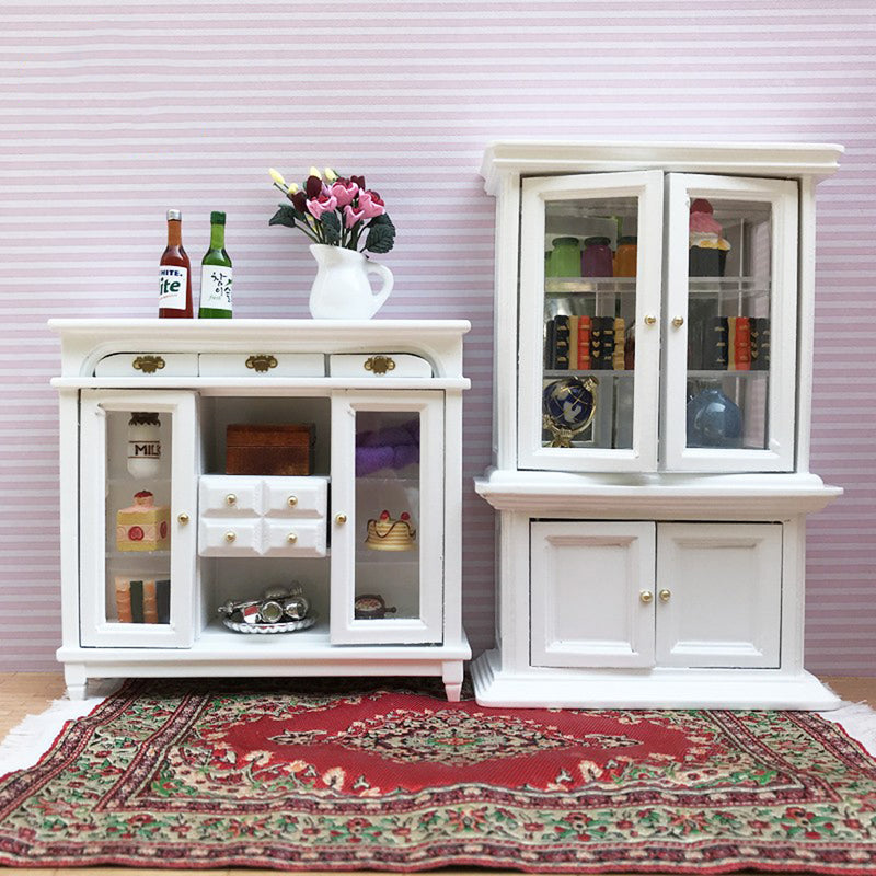 1/12 Dollhouse Miniature Furniture Wooden Display Cabinet Bookcase Decor