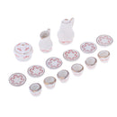 15 Pieces 1/12 Dollhouse Miniature Porcelain China Tea Sets Flowers Print