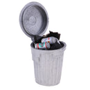 Miniatures Furniture Alloy Trash Can for 1:12 Dollhouse Scenes Accessories Silver
