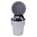 Miniatures Furniture Alloy Trash Can for 1:12 Dollhouse Scenes Accessories Silver