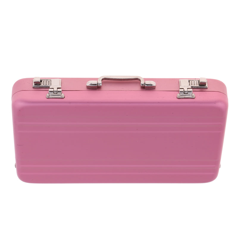 1/12 Dollhouse Miniature Travel Metal Code Suitcase Briefcase Home Decoration Pink