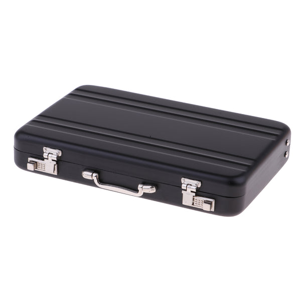 1/12 Dollhouse Miniature Travel Metal Code Suitcase Briefcase Home Decoration Black