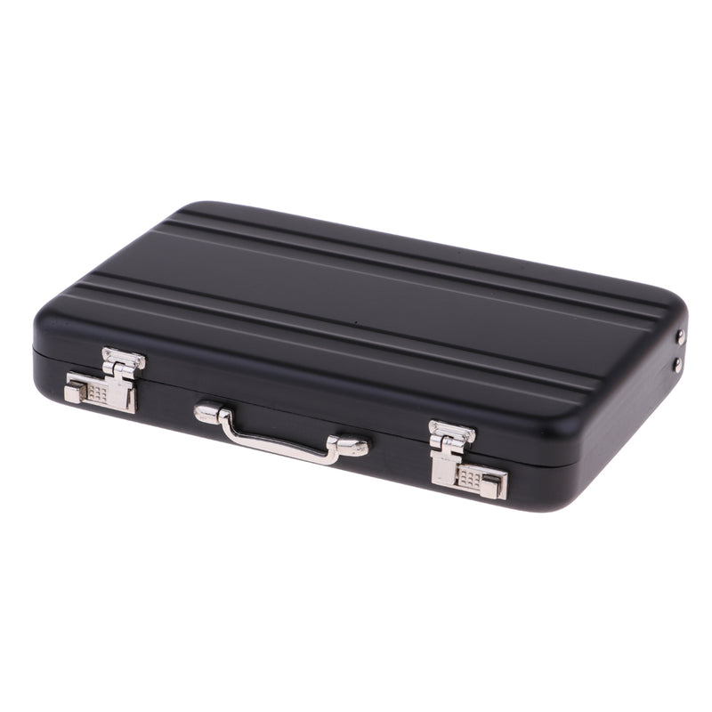 1/12 Dollhouse Miniature Travel Metal Code Suitcase Briefcase Home Decoration Black