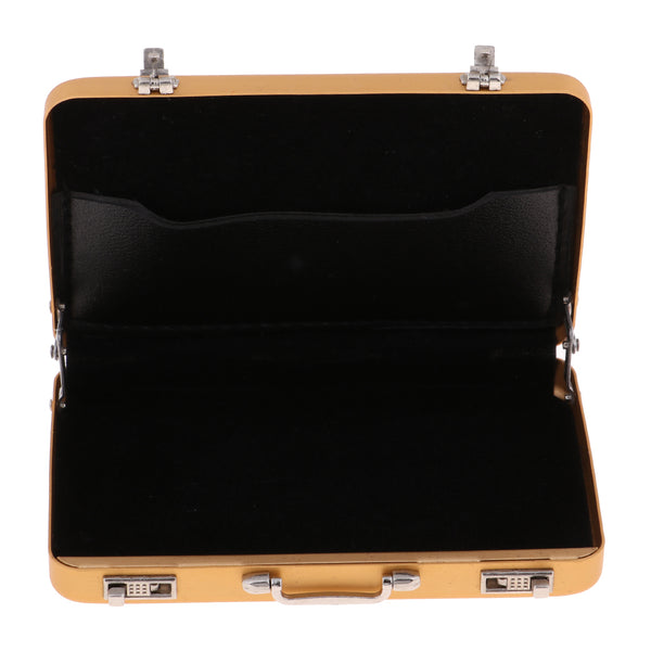 1/12 Dollhouse Miniature Travel Metal Code Suitcase Briefcase Home Decoration Yellow