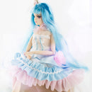 30cm Polyarticular Turnable Anime Dolls Girl Doll Model With Blue Long Straight Hair