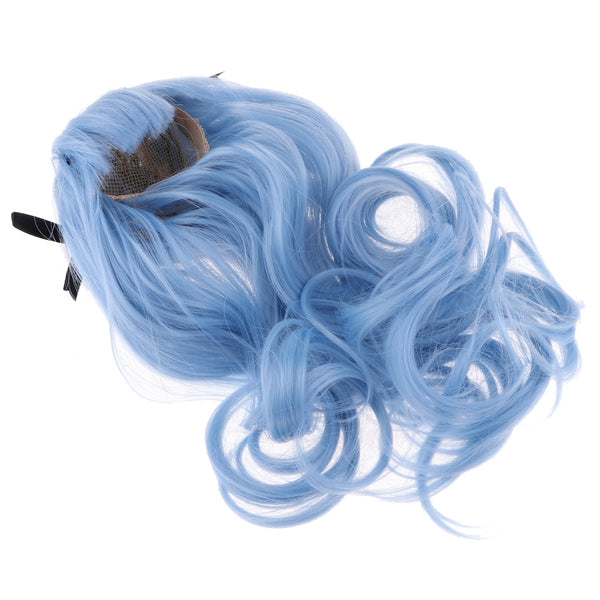 1/3 BJD Doll Blue Long Curly Wig DIY Making Accessory for 60cm Night Lolita Doll