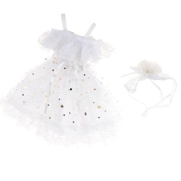 1/4 BJD Dress Off Shoulder Lace Mesh Princess Dress White For Night Lolita