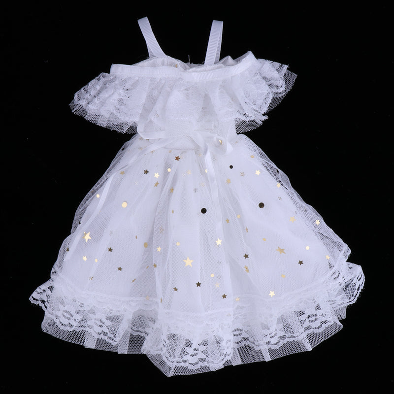 1/4 BJD Dress Off Shoulder Lace Mesh Princess Dress White For Night Lolita