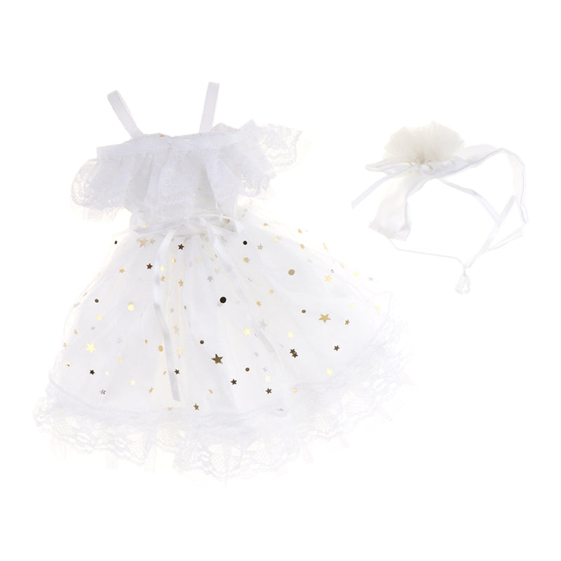 1/4 BJD Dress Off Shoulder Lace Mesh Princess Dress White For Night Lolita
