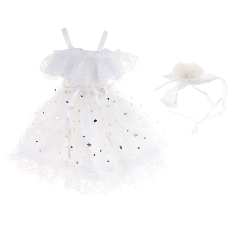 1/4 BJD Dress Off Shoulder Lace Mesh Princess Dress White For Night Lolita