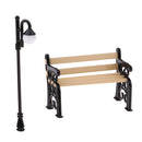 1:12 Dollhouse Furniture Mini Metal Bench with Street Lamp Garden Patio Accessories