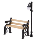1:12 Dollhouse Furniture Mini Metal Bench with Street Lamp Garden Patio Accessories