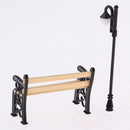 1:12 Dollhouse Furniture Mini Metal Bench with Street Lamp Garden Patio Accessories