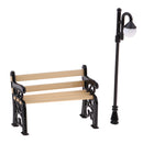 1:12 Dollhouse Furniture Mini Metal Bench with Street Lamp Garden Patio Accessories