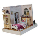DIY Two-Sided Wood Dolls House Miniature Furniture + LED + Voice Control Switch + Dust Cover Kit