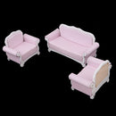 3Pcs European Striped Sofa Living Room Furniture 1/12 Dollhouse Miniature