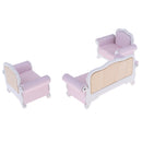 3Pcs European Striped Sofa Living Room Furniture 1/12 Dollhouse Miniature