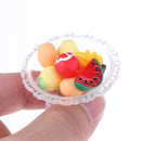 9Pcs Kitchen Food Set Plastic Fruit And Plate Model Dollhouse Miniature 1/12