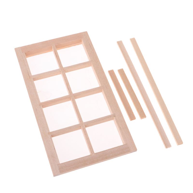 1/12 Wooden 8-Pane Frame for Dolls House Door Window Parts DIY Making Accessories Room Items Decoration