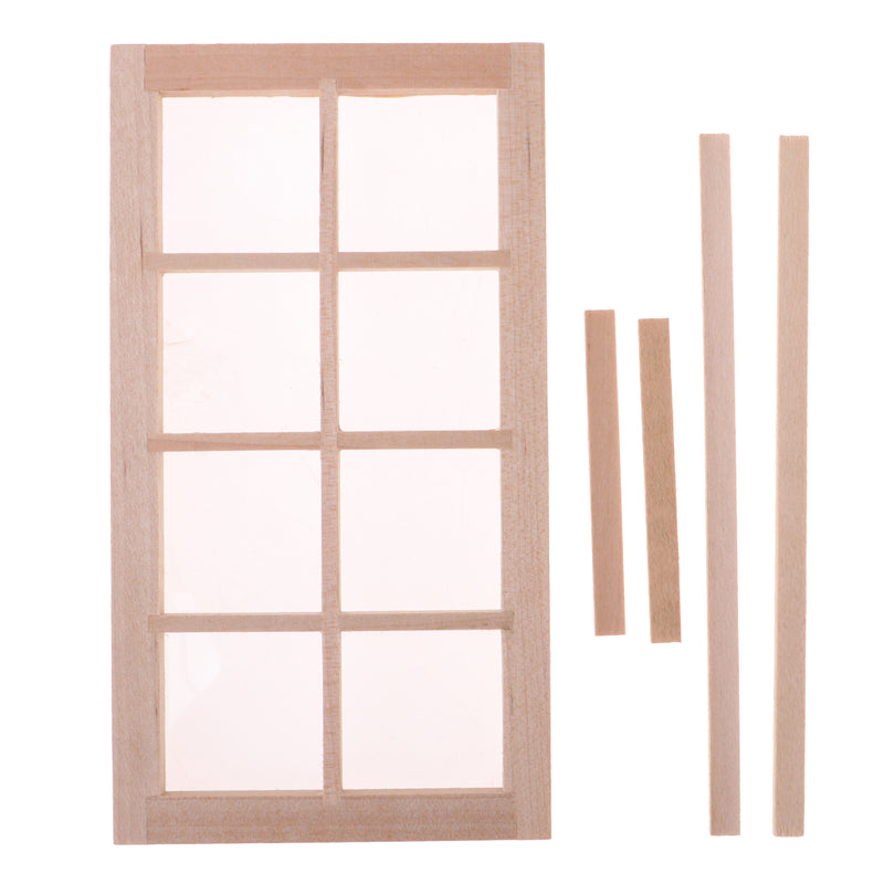 1/12 Wooden 8-Pane Frame for Dolls House Door Window Parts DIY Making Accessories Room Items Decoration