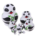10 Pieces Set Panda Patterns Wooden Russian Nesting Dolls Stacking Matryoshka Toy Home Office Decoration