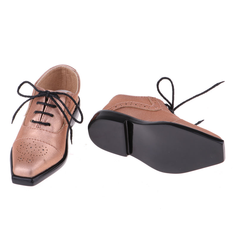 1/3 BJD SD17 Uncle Shoes Laced Leather Shoes for MSD SD DOD Ball Jointed Doll Outfit Champagne Color
