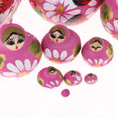 10 Pieces Hand Painted Flower Girls Wooden Russian Nesting Dolls Matryoshka Set