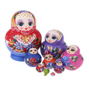 10pcs Russian Nesting Dolls Handcrafted Girls Russian Matryoshka Colorful