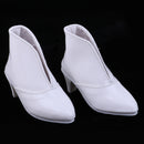 Pair of High Heeled PU Leather Shoes Pointed Boots For 1/3 BJD Dollfie LUTS DOD LUTS MSD Doll Clothes Accs White