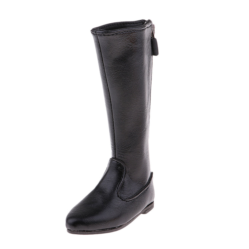 1/3 BJD Back Zip PU Leather Shoes Tall Boots For SD MSD DOD LUTS Dolls Black