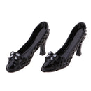 Pair Of 1/12 Dollhouse Miniature High Heel Shoes Sandals Clothes Accs Black
